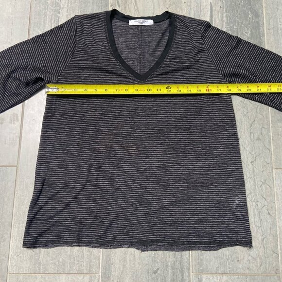 Project Social T Urban Outfitters Striped V Neck Long Sleeve Tee Shirt Black Med - Picture 6 of 7